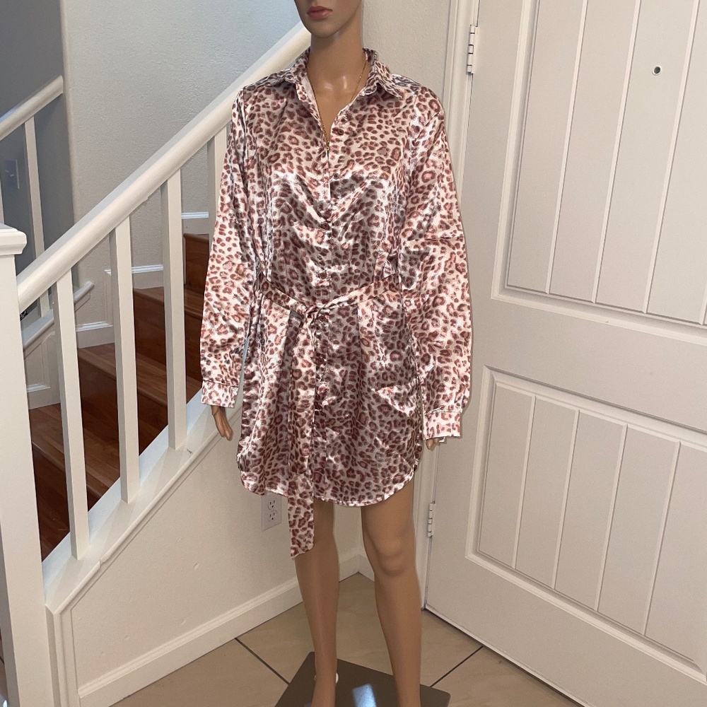 Satin Leopard Print Dress
